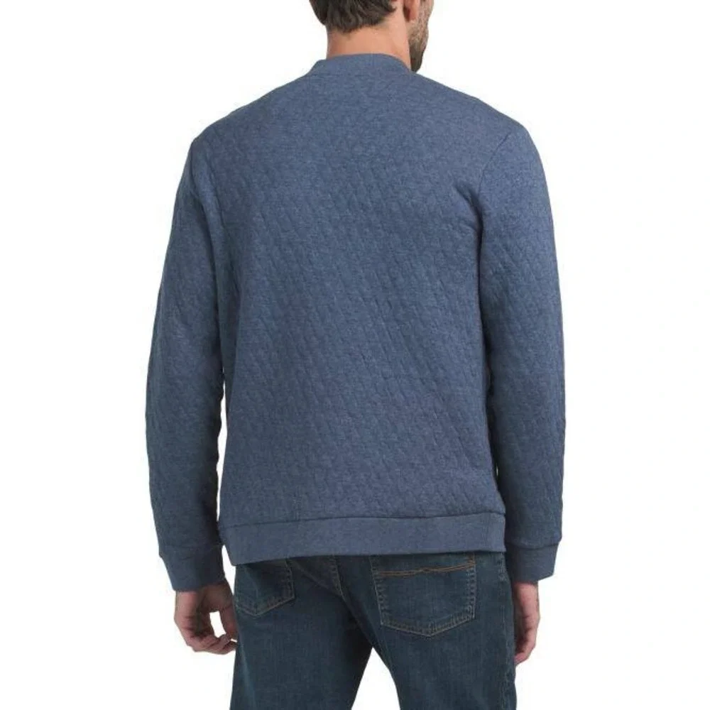 NWT Bonobos Men Quilted Bomber Jacket Heather‎ Navy Academia Snap Front Preppy M